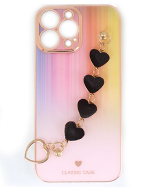 My Choice Sparkle Love Hearts Cover with Strap Back Mobile Cover For Apple iPhone 13 Pro Max - Multi Color