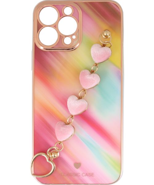 My Choice Sparkle Love Hearts Cover with Strap Back Mobile Cover For Apple iPhone 13 Pro Max - Multi Color