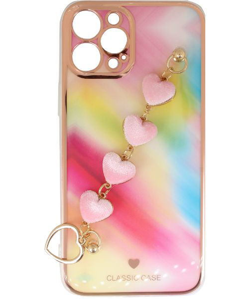 My Choice Sparkle Love Hearts Cover with Strap Back Mobile Cover For Apple iPhone 12 Pro Max - Multi Color