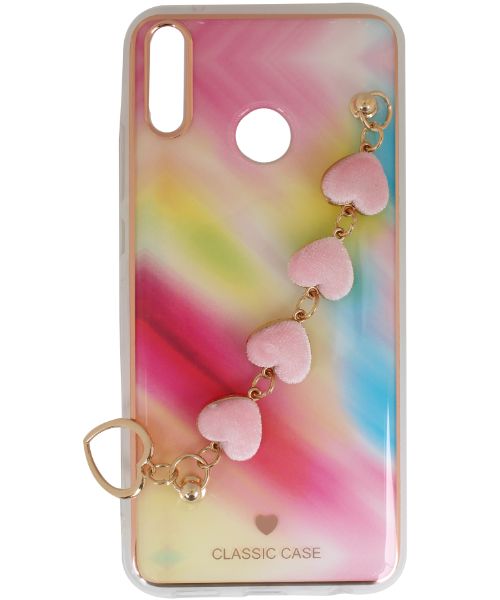 My Choice Sparkle Love Hearts Cover with Strap Back Mobile Cover For Huawei Y9 2019 - Multi Color