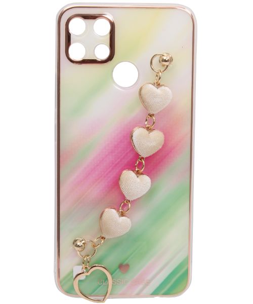 My Choice Sparkle Love Hearts Cover with Strap Back Mobile Cover For Realme C25Y - Multi Color