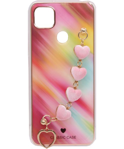 My Choice Sparkle Love Hearts Cover with Strap Back Mobile Cover For Xiaomi Redmi 9C - Multi Color