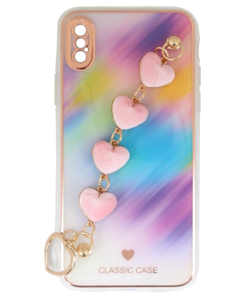 My Choice Sparkle Love Hearts Cover with Strap Back Mobile Cover For Apple iPhone X - Multi Color