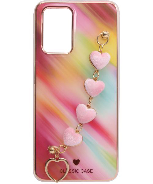 My Choice Sparkle Love Hearts Cover with Strap Back Mobile Cover For Xiaomi Redmi 10 - Multi Color