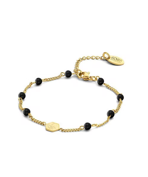 dramatisch Kiezen Pebish CO88 Stainless Steel Bracelet With Agate Beads And A Fleur De Lis Charm for  Women - Gold