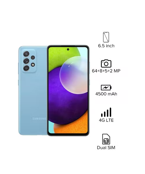 Samsung Dual SIM 4G LTE 128 GB 8 GB Smart Phone - Awesome Blue Galaxy A52