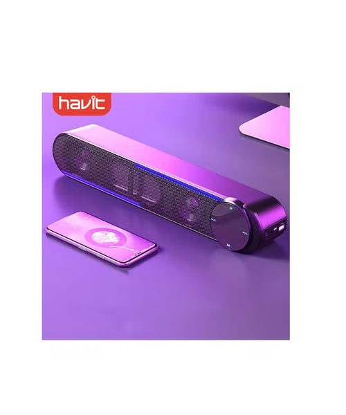 Havit Updated Version Double USB Power Supply Desktop Speaker Computer Wireless Soundbar M18 - Black