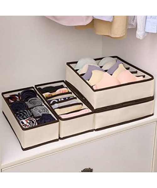 Set Of 4 Pieces Underwear Organizer Washable Wardrobe Foldable