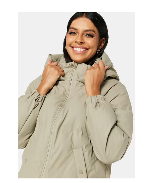 Jolly Tilslutte Nybegynder VERO MODA PU Padded Zipper Hooded Mid Waist Jacket With Pockets For Women -  Grey