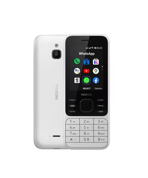 هاتف خلوي بشريحتين و ذاكرة داخلية 4 جيجابايت شاشة 2.4 انش شبكة 4 جي ال تي اي من نوكيا - ابيض Nokia 6300
