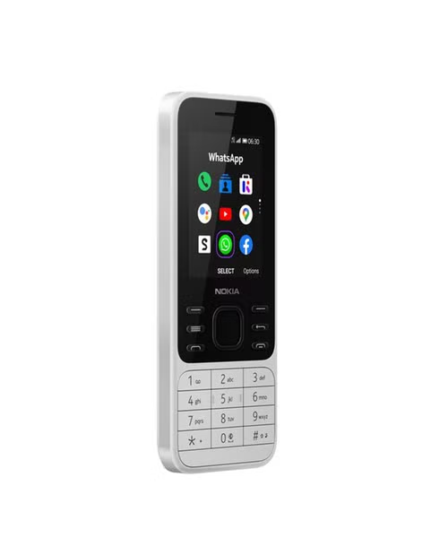 هاتف خلوي بشريحتين و ذاكرة داخلية 4 جيجابايت شاشة 2.4 انش شبكة 4 جي ال تي اي من نوكيا - ابيض Nokia 6300
