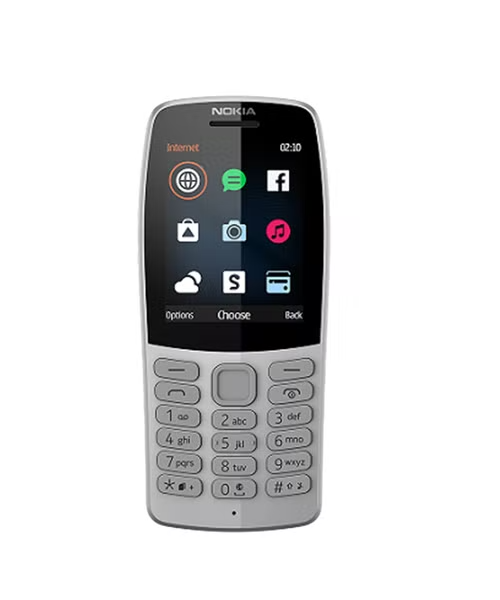 هاتف خلوي بشريحتين و ذاكرة داخلية 16 ميجابايت شاشة 2.4 انش شبكة جي اس ام من نوكيا - رمادي Nokia 210 TA-1139 DS