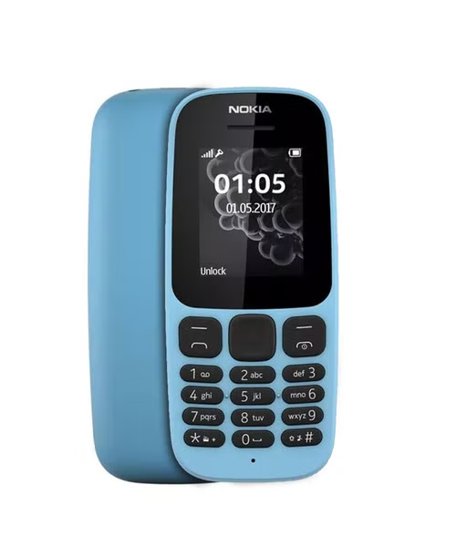 هاتف خلوي بشريحتين و ذاكرة داخلية 4 ميجابايت شاشة 1.4 انش شبكة جي اس ام من نوكيا - ازرق Nokia 105