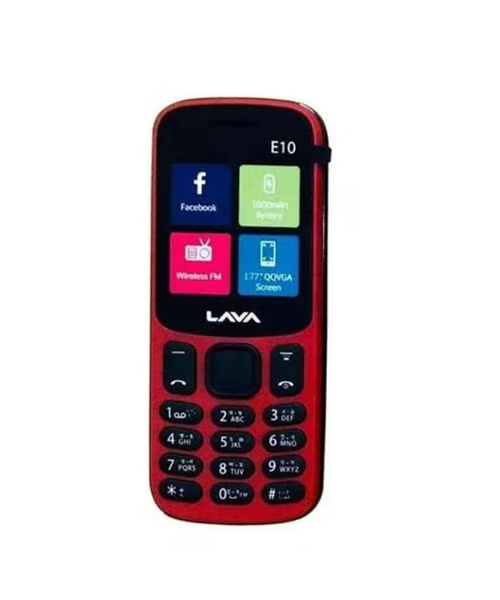 هاتف خلوي بشريحتين و ذاكرة داخلية 512 ميجابايت شاشة 1.8 انش شبكة جي اس ام من لافا - اسود احمر E10-Red