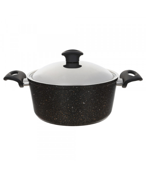Londra Granite Cooking Pot with Stainless Steel Lid 24 cm - Black