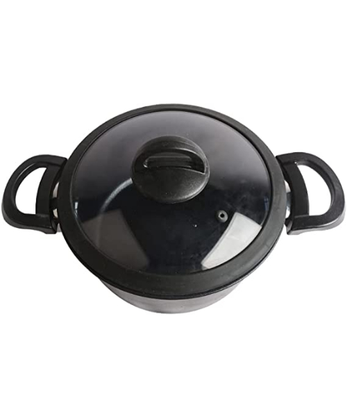 Cookin Aboud Bio Granite Cooking Pot With Glass Lid 20 cm - Black