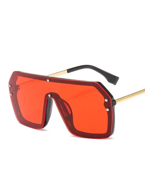 نظارة شمس  اطار مربع كبير للجنسين - احمر 