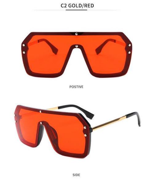 نظارة شمس  اطار مربع كبير للجنسين - احمر 