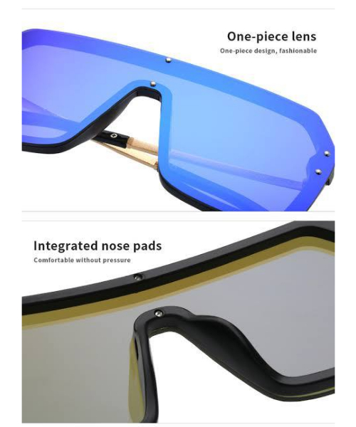 نظارة شمس  اطار مربع كبير للجنسين - ازرق 