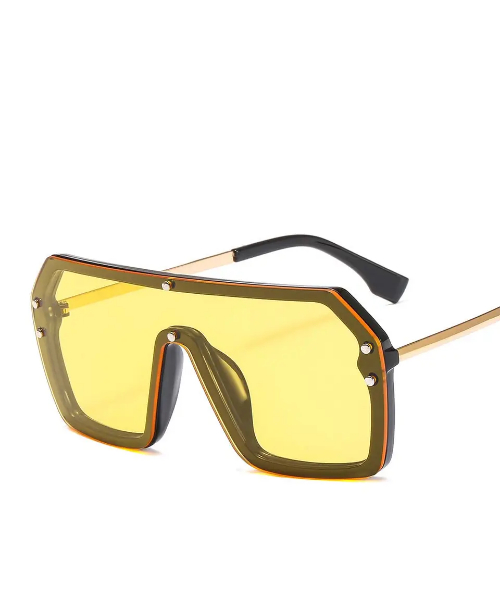 Frame Square Eye Sunglasses Oversized For Unisex - Yellow