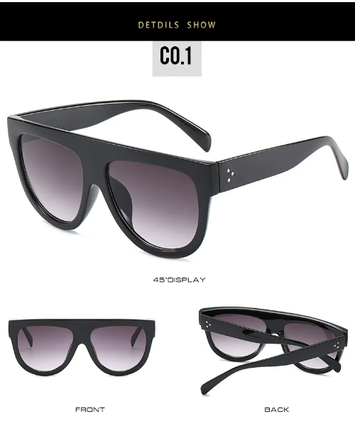 Frame Oversized Eye Sunglasses For Unisex - Black Grey