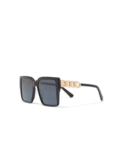 Frame Square Chain Arm Eye Sunglasses Fashion Oversized For Women - Black