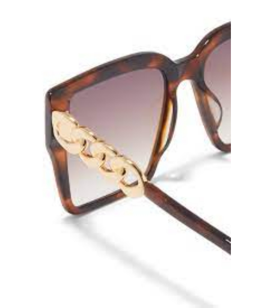 Square Sunglasses with Gold Chain Arms