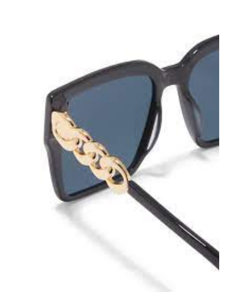 Frame Square Chain Arm Eye Sunglasses Fashion Oversized For Women - Black