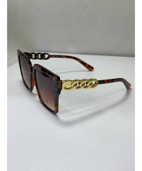 Frame Square Chain Arm Eye Sunglasses Fashion Oversized For Women - Brown