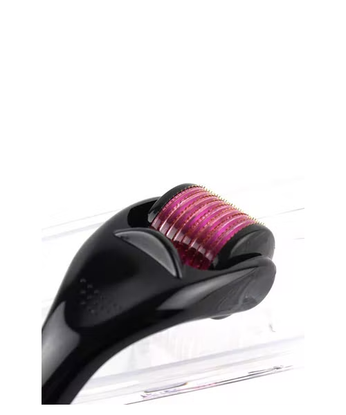 Derma Roller Massage For Face And Hair To Treat Wrinkles And Hair Loss With Titanium Needles Derma Roller - Black Pink 1 Mm