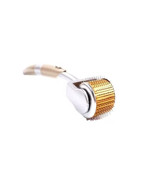 ZGTS Massager For Face And Hair For Wrinkles And Hair Loss Treatment With Titanium Needles Derma Roller - Gold Silver 1.5 Mm