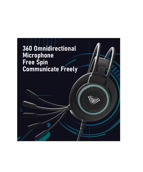 AULA S601 On Ear Wired Gaming Microphone Headphone For PC - Black