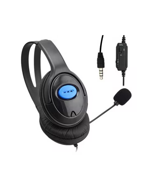 On Ear Wired Gaming Microphone Headphone For All Devices - Black