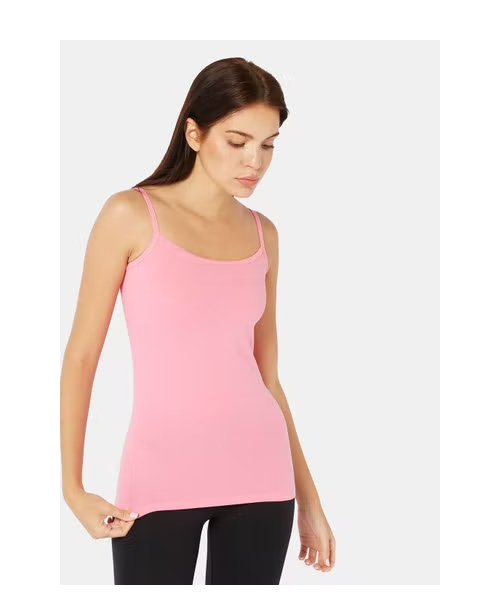 Dice Square Neck Sleeveless Basic Under Shirts for Women - Pink