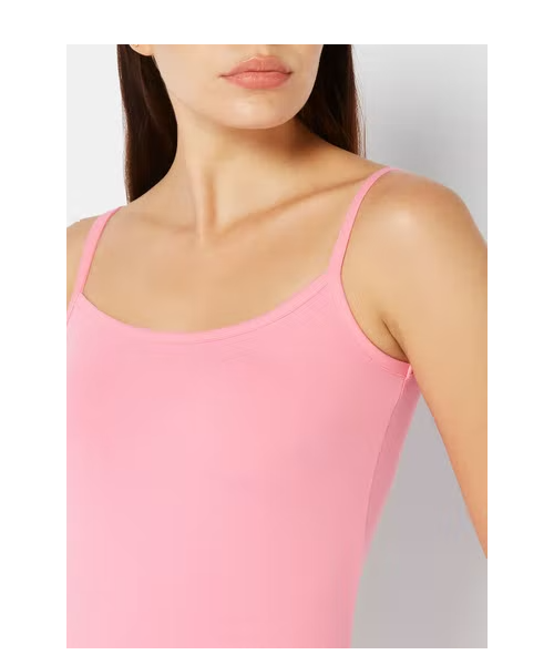 Dice Square Neck Sleeveless Basic Under Shirts for Women - Pink