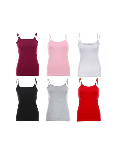 Under 6 Shirts Multicolor - for Round Mesery Pieces Basic Sleeveless Neck of Set Women