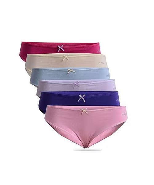 Dice Set of 6 pieces Low Rise Solid Bikini Panties for Women
