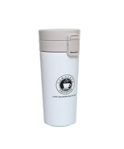 Vacuum Insulation Tumbler Cup For Cold Or Hot Drinks Stainless Steel - White 380Ml