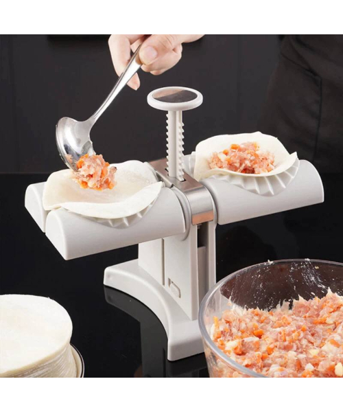 Dumpling Maker Double Head Automatic Mould Wrap Two At a Time - White