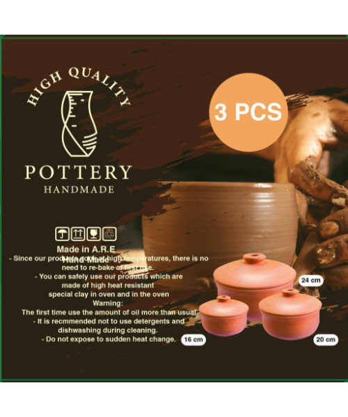 Pots 3 of Set Pottery Different Sizes 16 x 18 x 22 cm