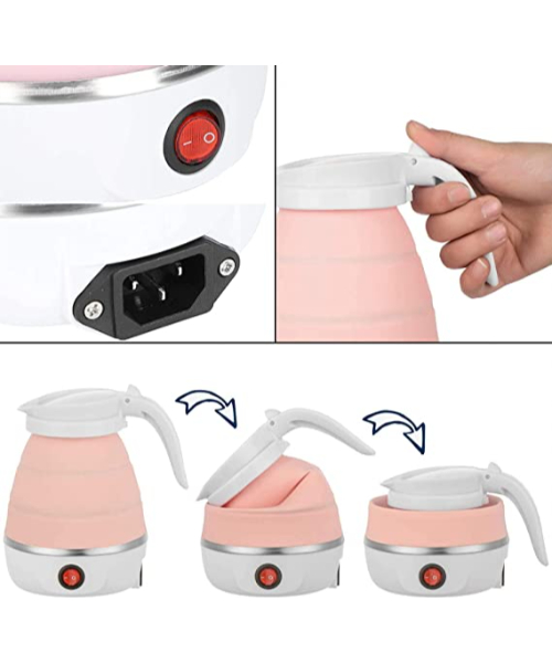 Electric Kettle Folding Silicone for Travel 600 ml - Pink