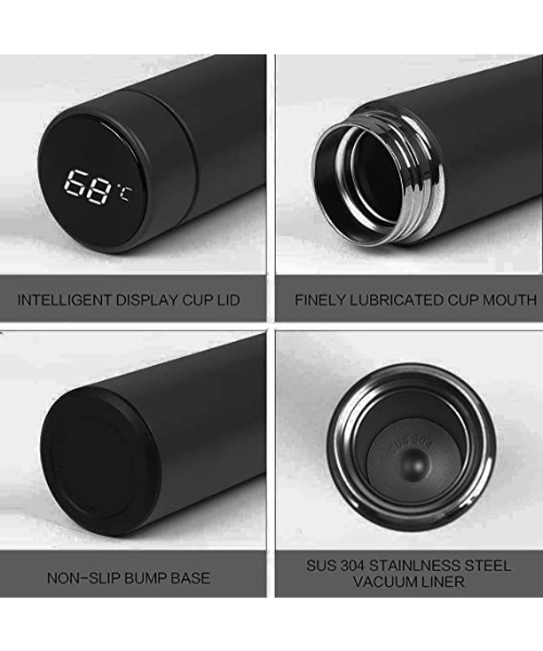 Thermal Mug Flask Healthy Stainless Steel 304 Digital Touch  500 Ml - Black