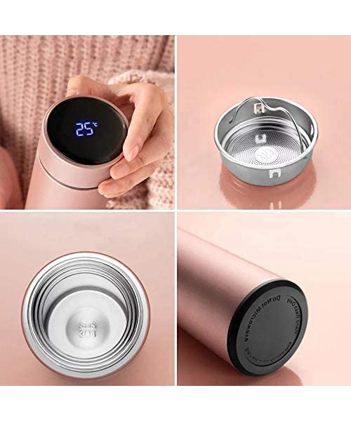 Thermal Mug Flask Healthy Stainless Steel 304 Digital Touch  500 Ml - Pink