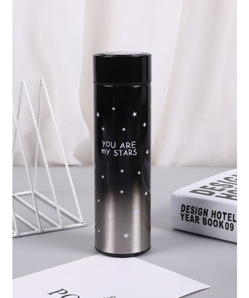 Thermal Mug Flask Stars Healthy Stainless Steel 304 Digital Touch  500 Ml - Black Silver