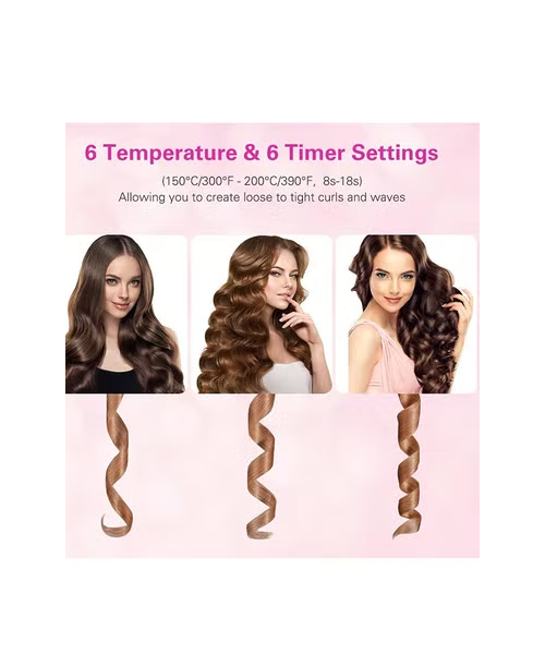  Cordless Electric Rechargeable Wireless USB Automatic Hair Curler For Women - Rose Gold HG-007 