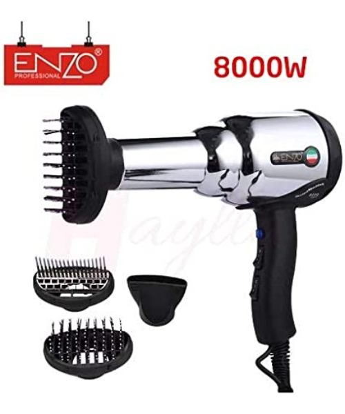 Enzo 3001 Hair Dryer For Salon 8000W - Black & Silver