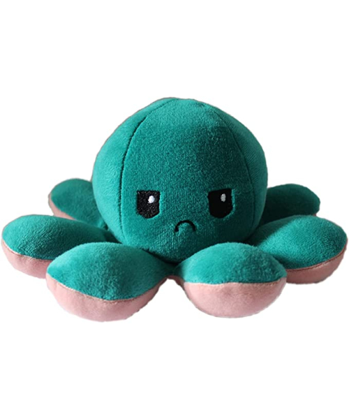 Plush Stuffed Doll Toy Octopus Shape Flip 2 Sided For Kids  - Rose Green