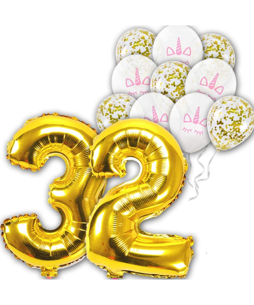 Set Of 12 Pieces Balloons And The Number 32 For The Birthday Party