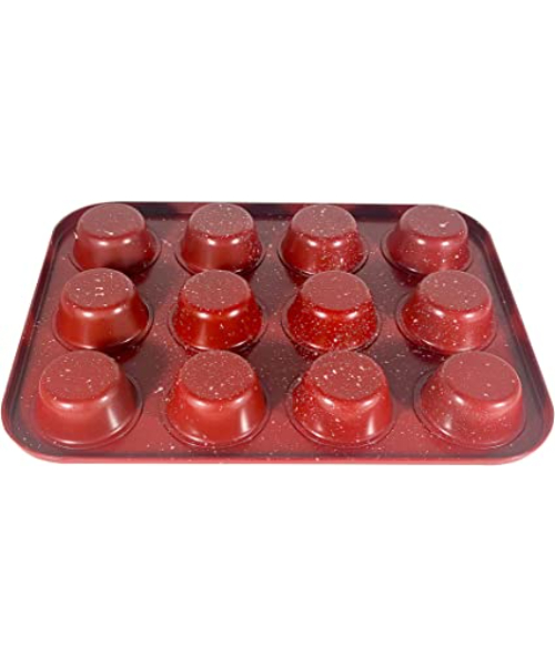 Steel Mold WithSilicon Brush for Making Cupcake - Red