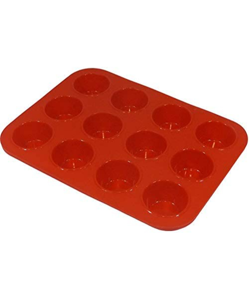  Silicon Non Stick Mold 12 Cups for Making Cupcake - Red